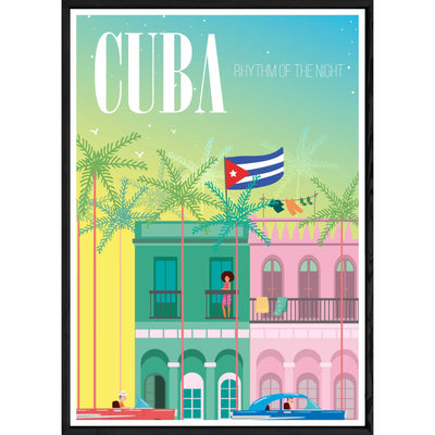 Tableau Cuba avec cadre noir POP – Taille 32x42