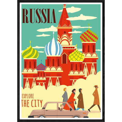 Tableau Russia avec cadre noir POP – Taille 32x42