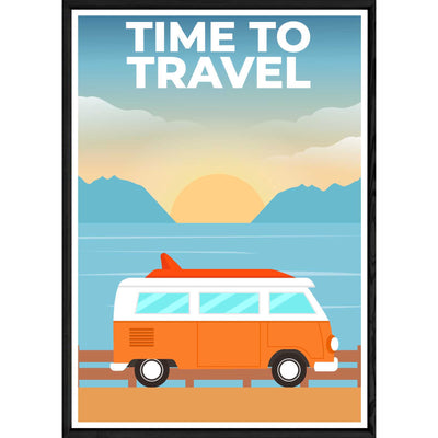 Tableau Travel avec cadre noir POP – Taille 32x42