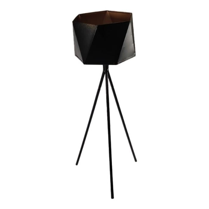 Pot en métal noir sur pied H45