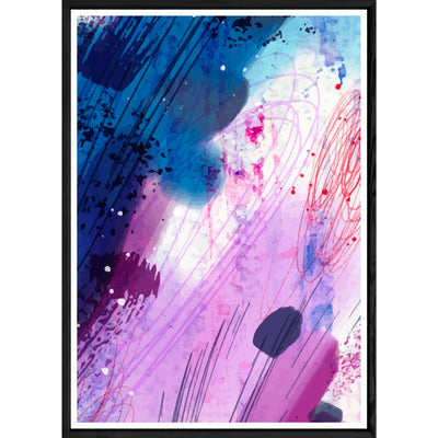 Tableau Abstrait rose avec cadre noir – Taille 32x42
