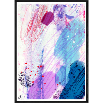Tableau Abstrait rose avec cadre noir – Taille 32x42