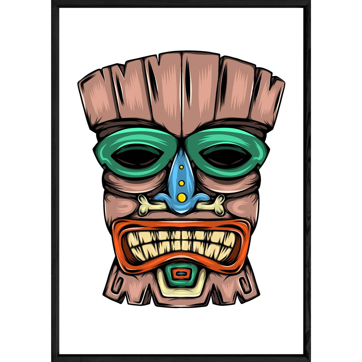 Tableau tiki avec cadre noir – Taille 32x42