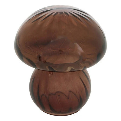 Déco à poser champignon en verre taupe H16