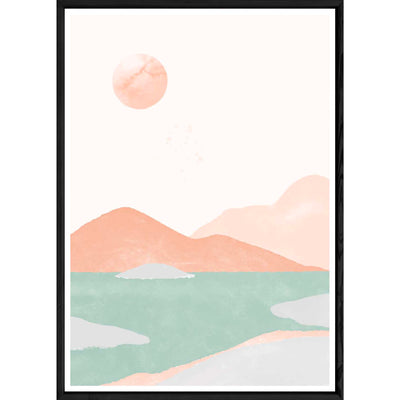Tableau paysage coloré avec cadre noir – Taille 32x42