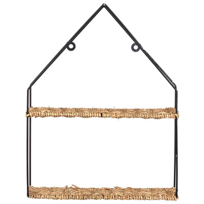 Etagère murale en métal et cannage H45