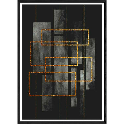 Tableau abstrait noir avec cadre noir – Taille 32x42