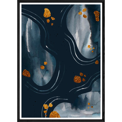 Tableau Abstrait foncé avec cadre noir – Taille 32x42