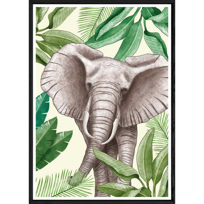 Tableau éléphant avec cadre noir POP – Taille 32x42