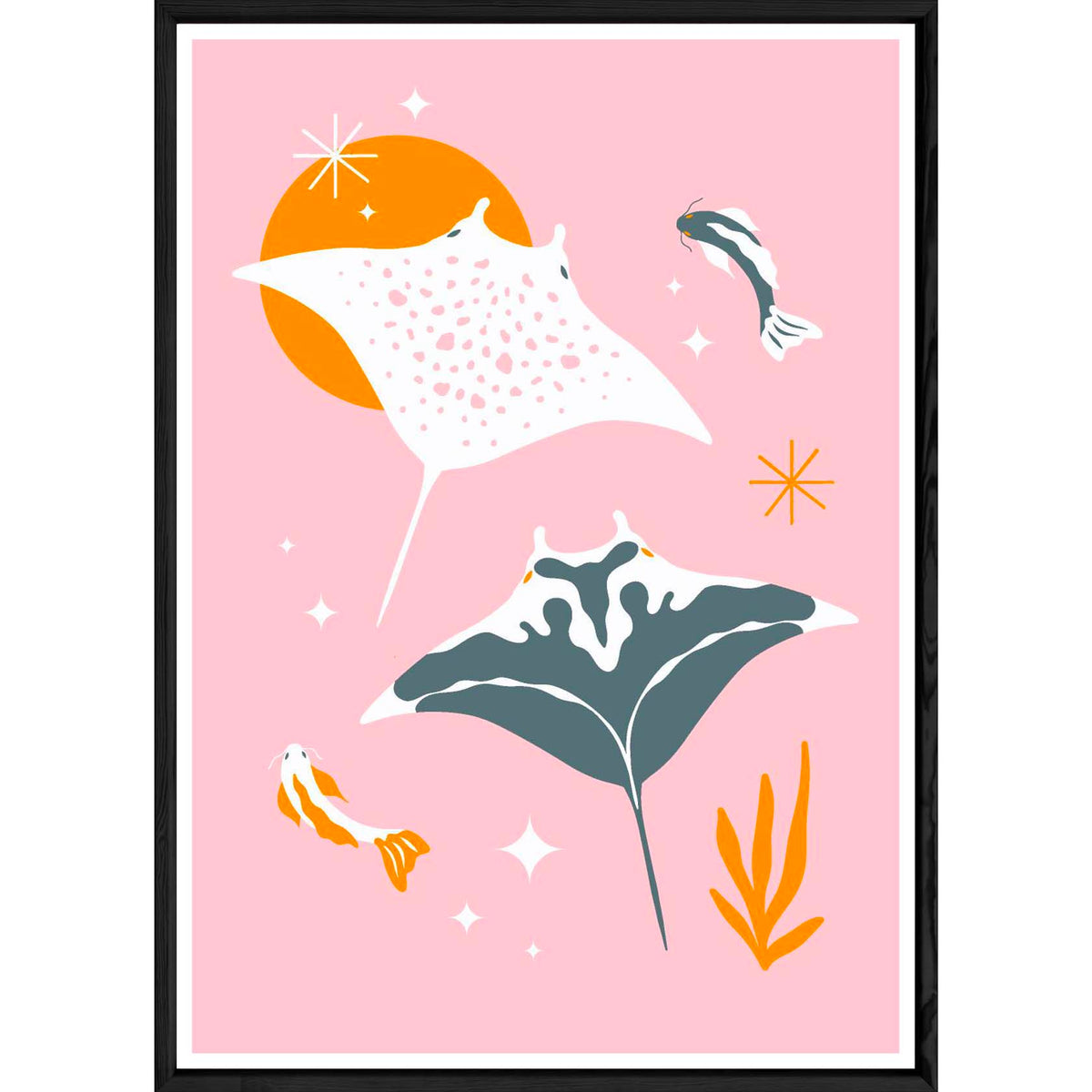 Tableau raie rose avec cadre noir – Taille 23x32