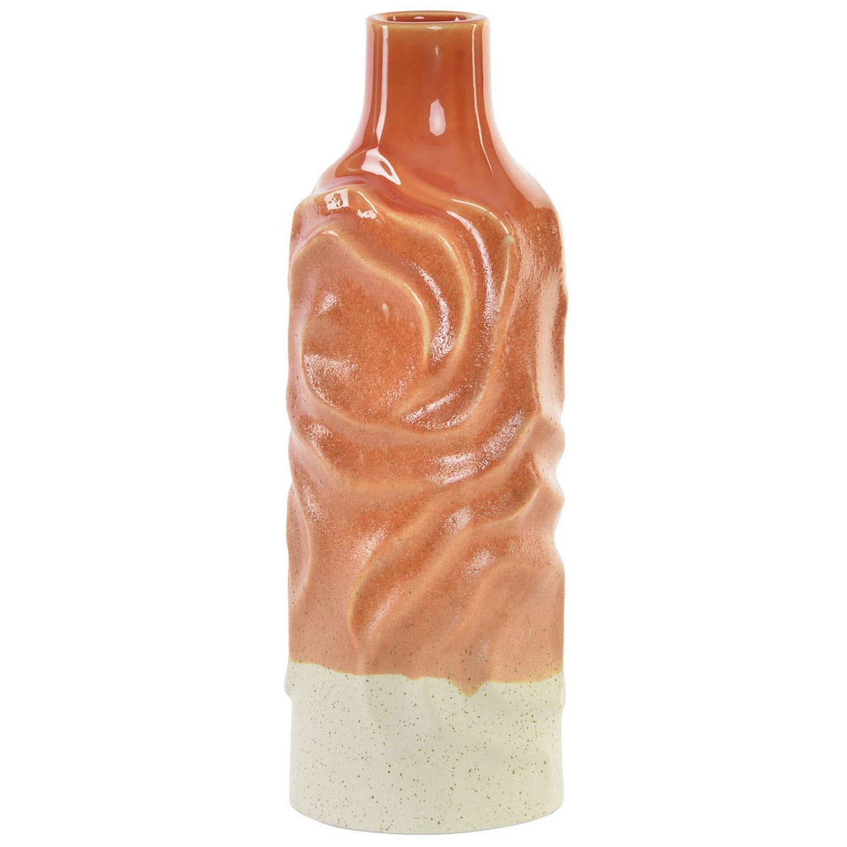 Vase en céramique orange H35 destructuré