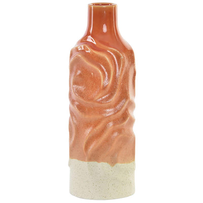 Vase en céramique orange H35 destructuré