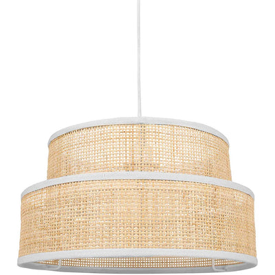 Suspension en paille liseret blanc D35
