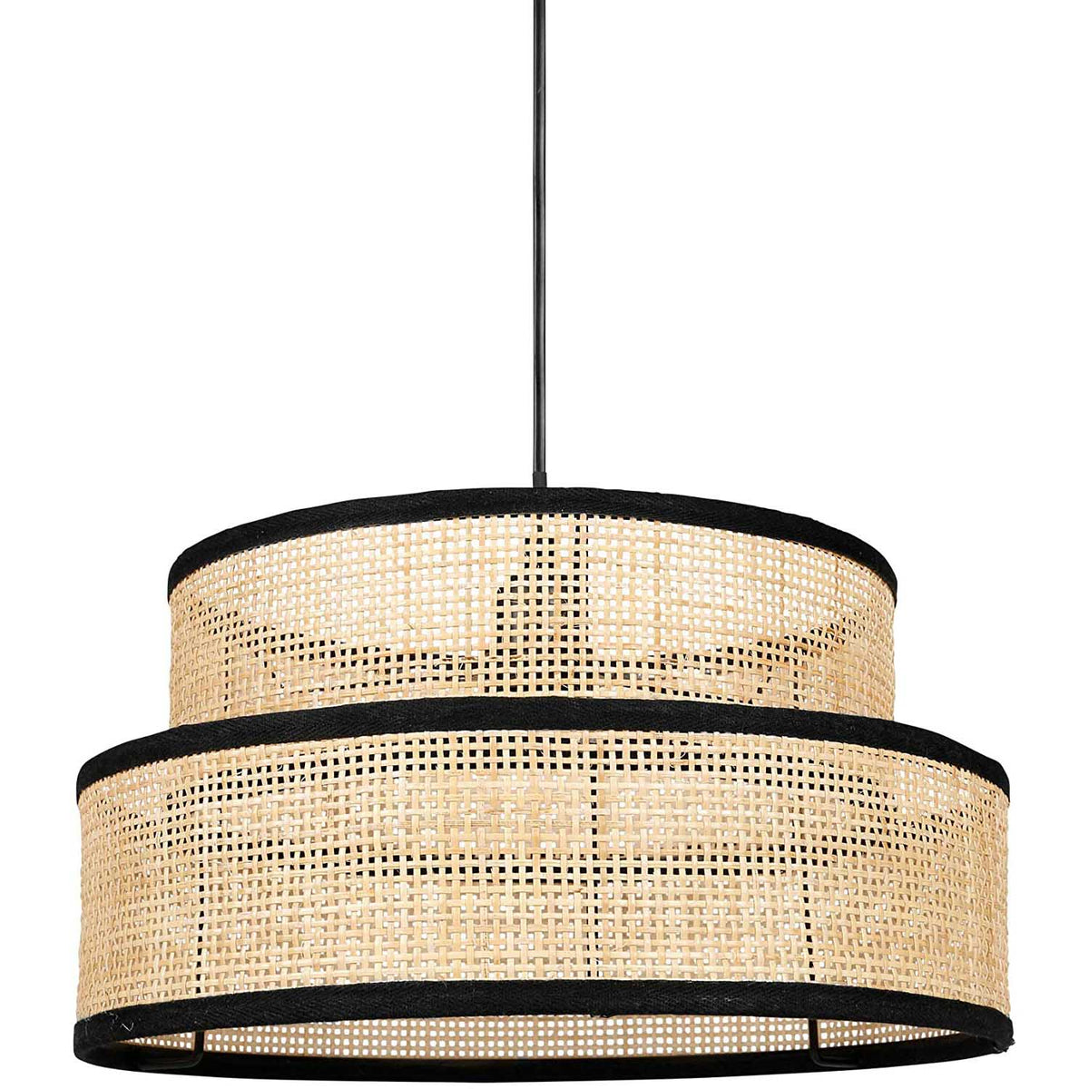 Suspension en paille liseret noir D35