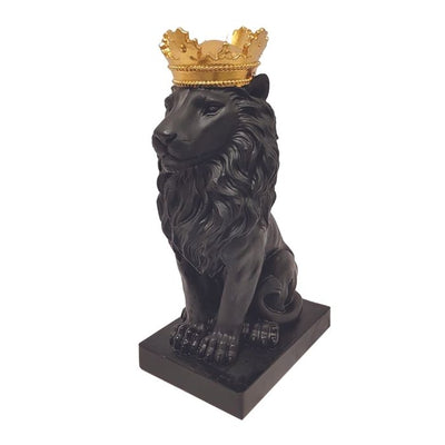 Lion noir avec couronne dorée H30