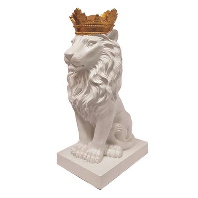 Lion blanc avec couronne dorée H30