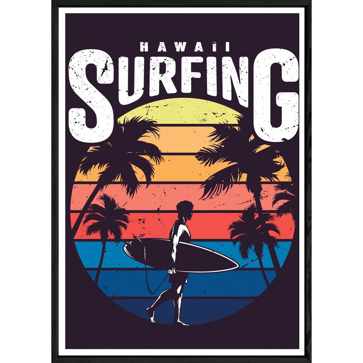 Cuadro Hawaii con marco negro POP – Tamaño 23x32