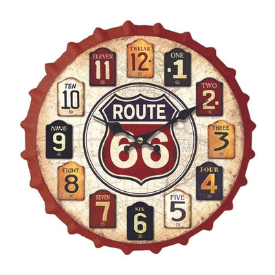Horloge en métal route 66 D33 rouille