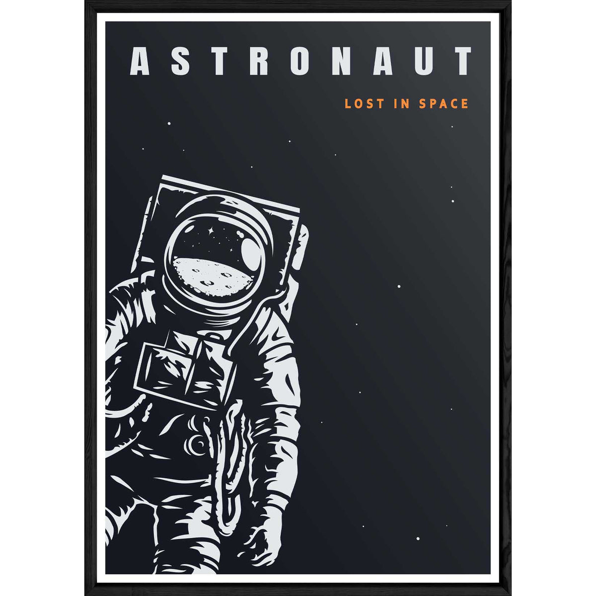 Tableau astronaute avec cadre noir POP – Taille 32x42