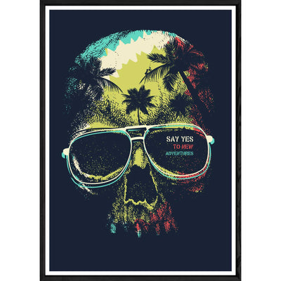Tableau skull avec cadre noir POP – Taille 32x42