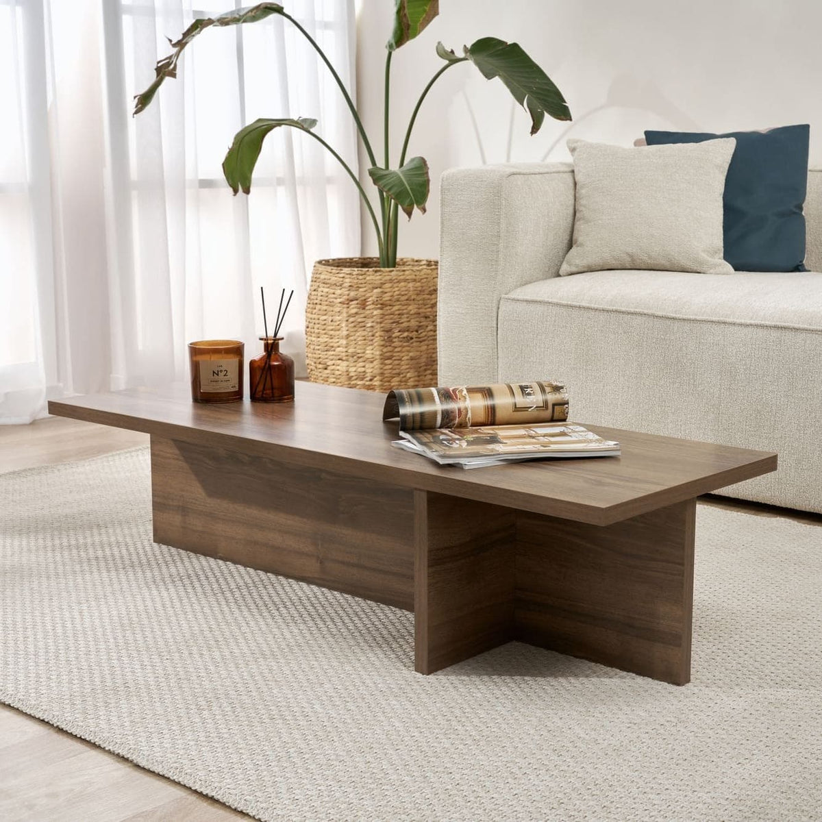 Table basse en bois foncé design L120