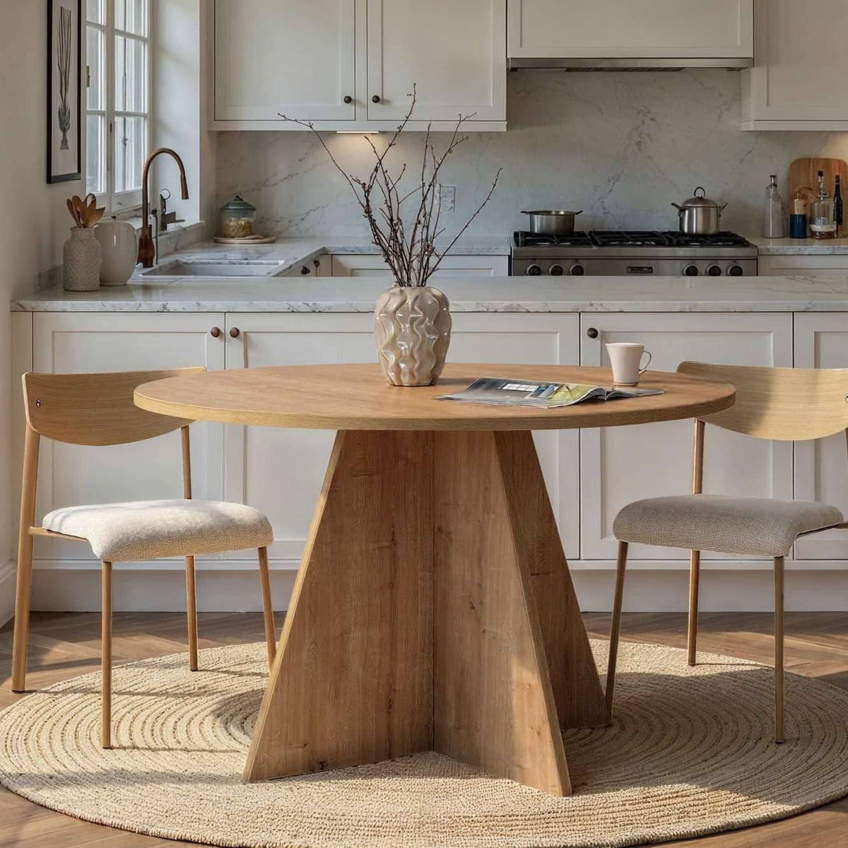 Table de salle à manger rond D120 bois clair