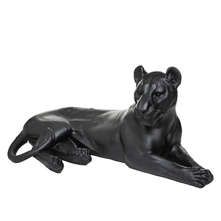 Estatua de leopardo tumbado de exterior L80 cm negro