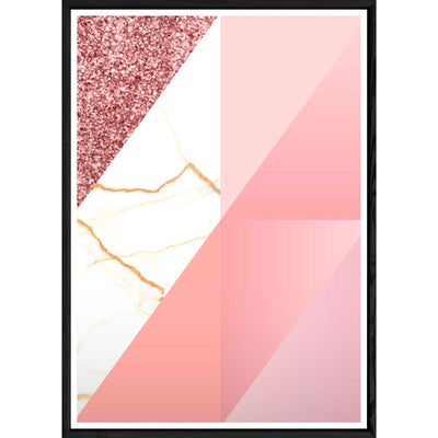 Tableau abstrait rose avec cadre noir – Taille 32x42