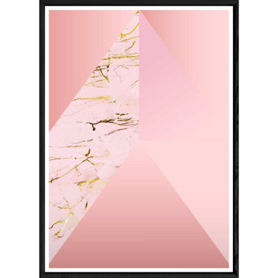 Tableau abstrait rose avec cadre noir – Taille 32x42