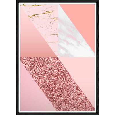 Tableau abstrait rose avec cadre noir – Taille 32x42