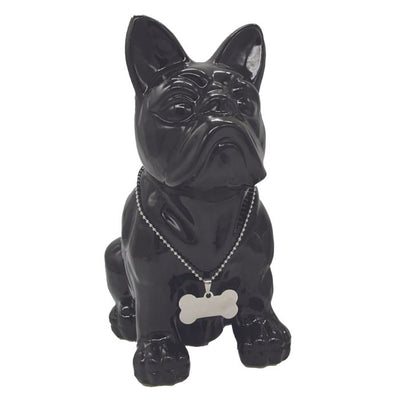 Bulldog noir en céramique H25