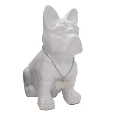Bulldog blanc en céramique H25
