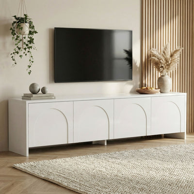 Meuble tv en bois blanc arche L180