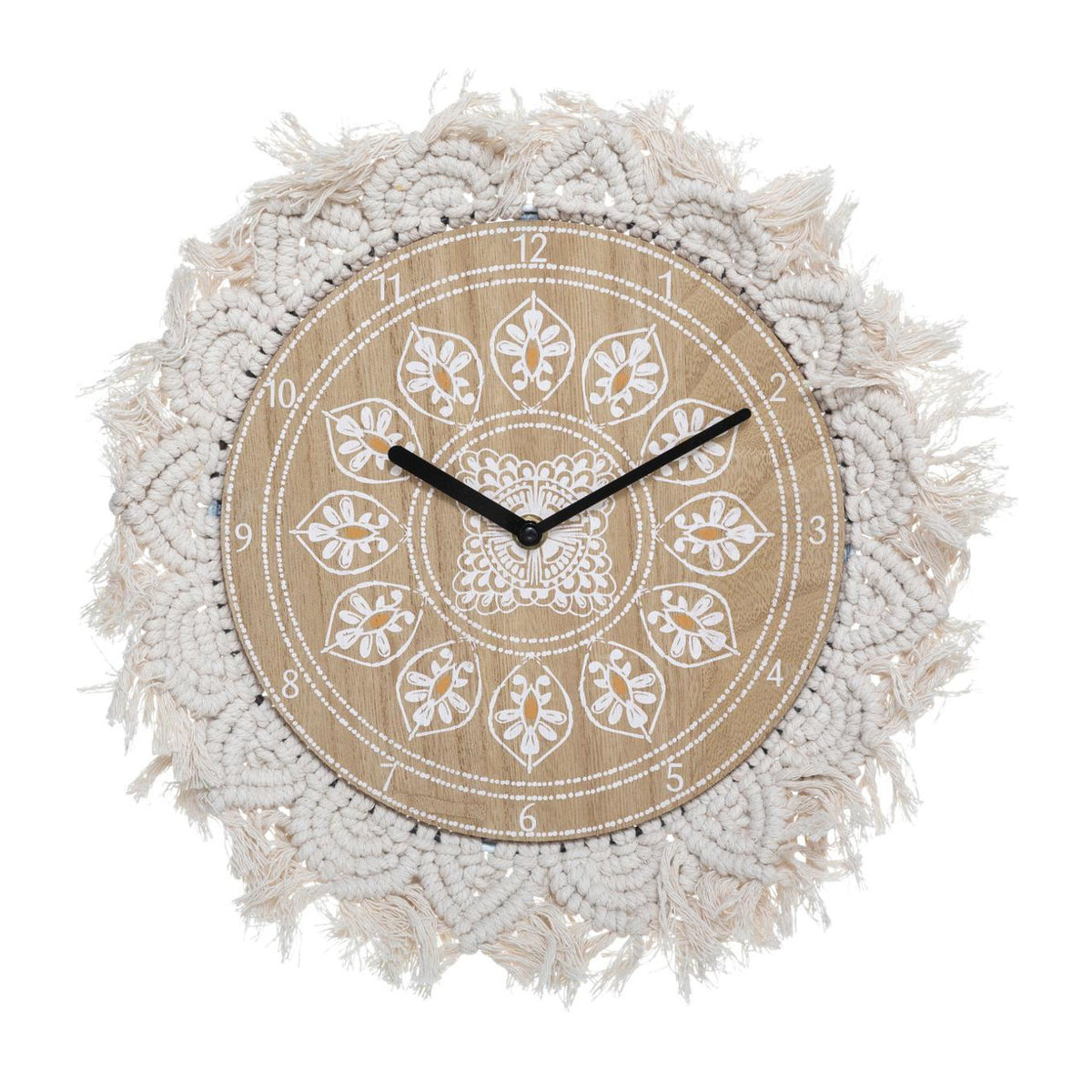 Horloge makramé bois D38