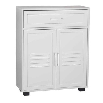 Commode 62x24x80 blanche avec porte en métal