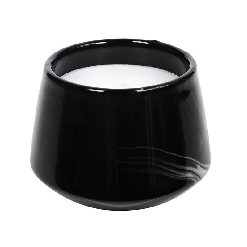 Bougie parfumée noire effet marbre H10