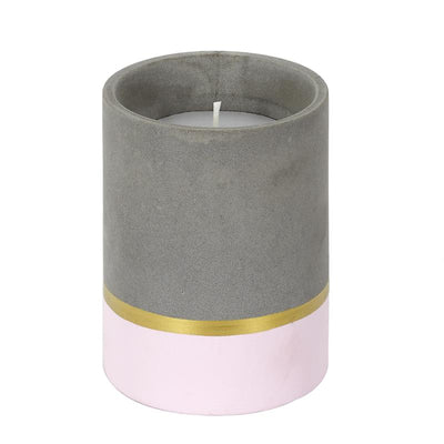 Bougie ciment rose dorée H10