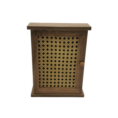 Boite à clé en bois et rotin