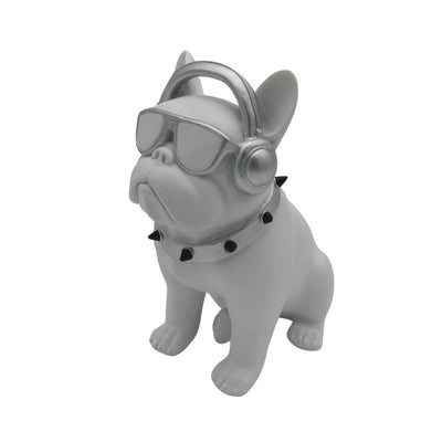 Bulldog music en résine blanc H23