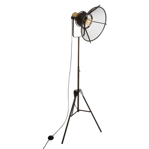 Lampadaire trepied en métal noir et doré H150