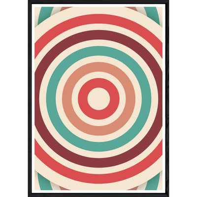 Tableau Retro circle avec cadre noir POP – Taille 32x42