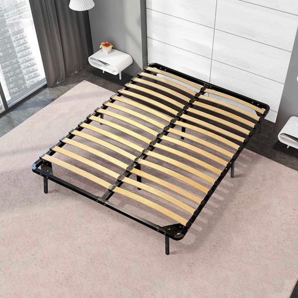 Somier de metal negro y láminas de madera 140X190 (se vende con patas)