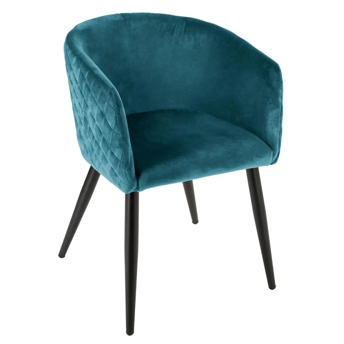 Sillón de terciopelo azul con patas negras