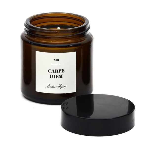 Bougie en verre ambré parfumée H8 CARPE DIEM