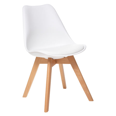 Chaise blanche pied bois