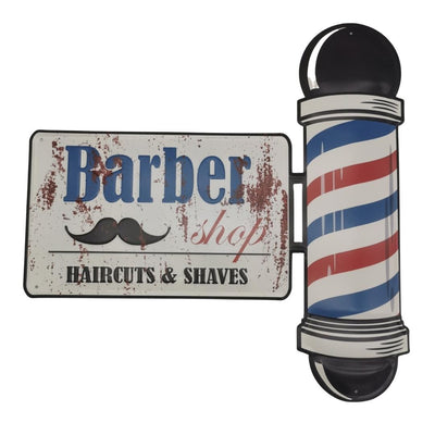 Décoration murale barber shop en métal 50x50