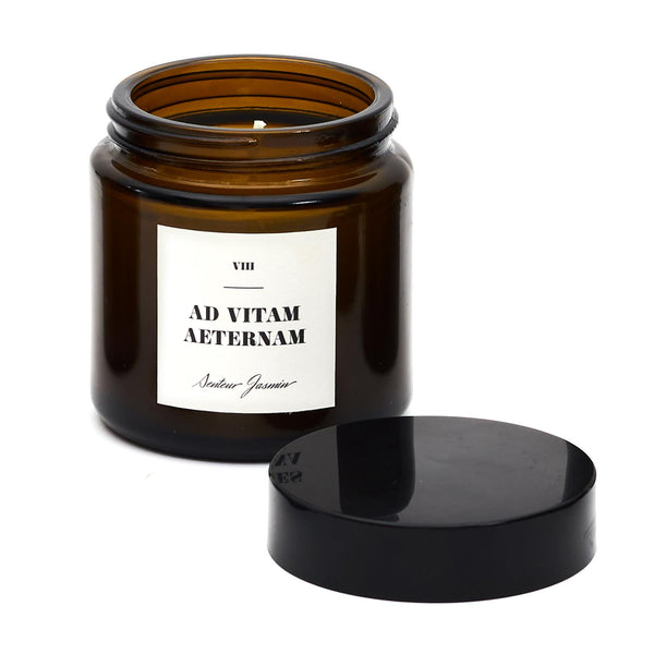 Bougie en verre ambré parfumée H8 AD VITAM