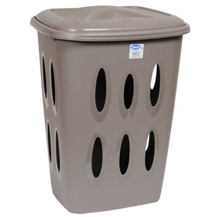 Panier à linge taupe en plastique 45L