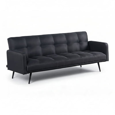 Canapé 3 places convertible en tissu gris foncé avec pieds en métal noir