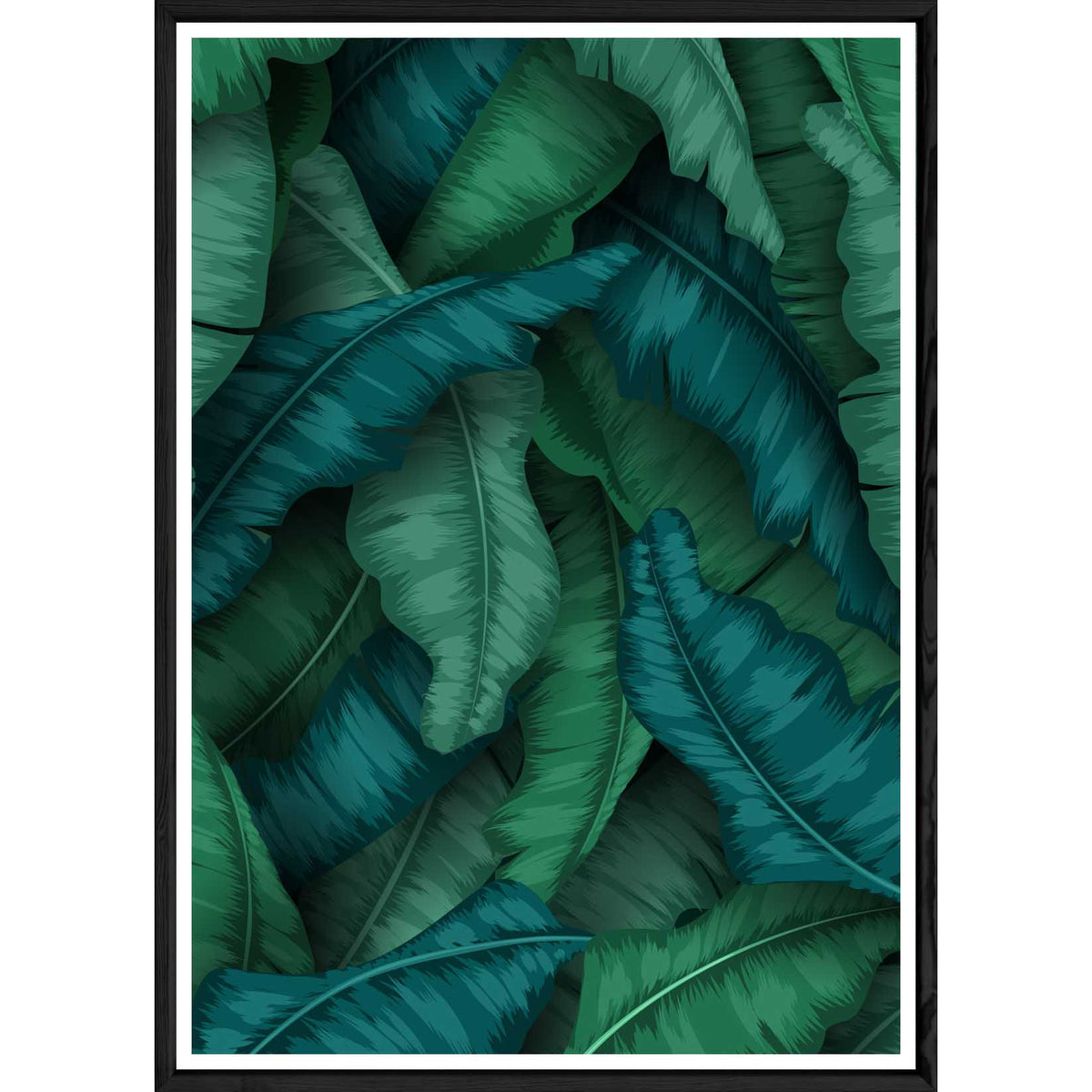 Tableau Feuille avec cadre noir POP – Taille 32x42